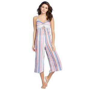 Xhilaration Cropped Multi Color Striped Jumpsuit Size Large
